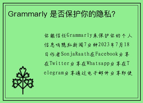 Grammarly 是否保护你的隐私？